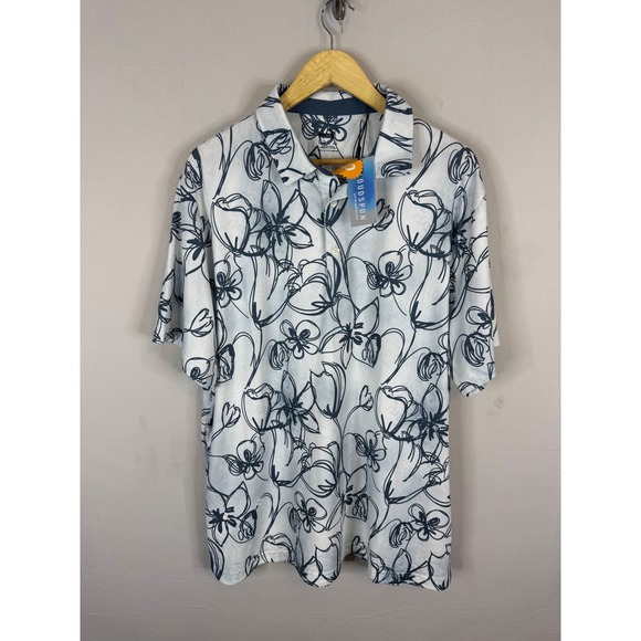 Puma Other - Puma Cloudspun Stems Golf Polo Shirt Mens XL White Teal Floral UPF 40 537457 02